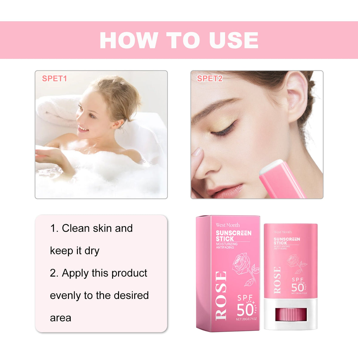 Sunscreen Stick, Uv Protection Skin Refreshing Non-Greasy Moisturizing Cream