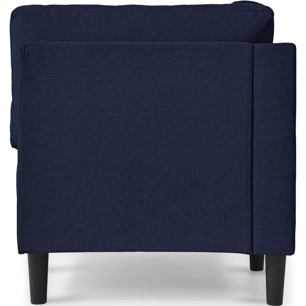 65" Mid-Century Modern Linen Fabric Corner Lounge Chair, Upholstered Indoor Chaise Lounge Solid Wood Sofa Bed for Bedroom