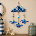 Coastal Whale Wall Hanging - Nautical Wooden Garland – Ocean-Themed Wall Decor - 862101-S4