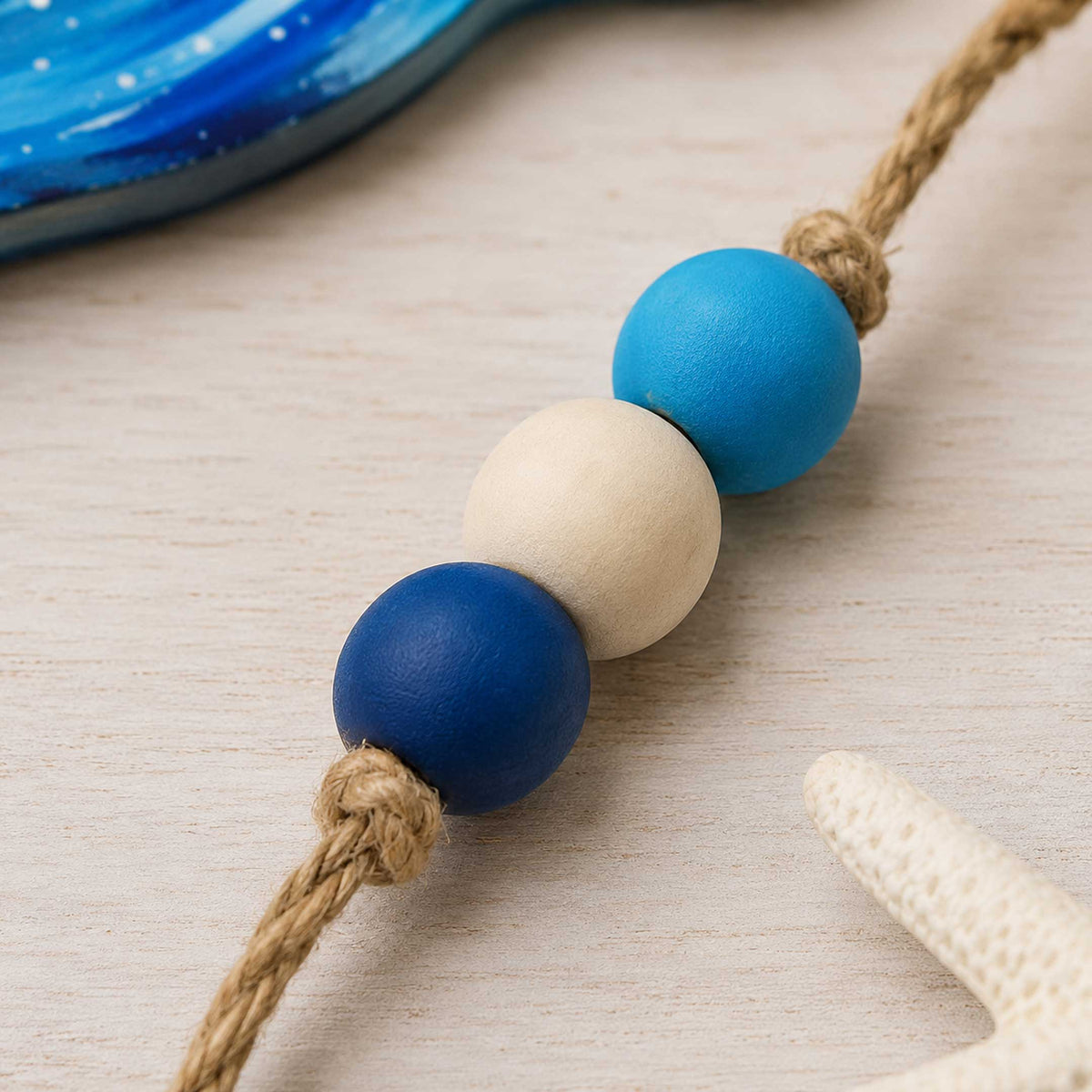 Coastal Whale Wall Hanging - Nautical Wooden Garland – Ocean-Themed Wall Decor - 862101-S4