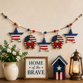 Patriotic Wooden Garland – Stars & Wreaths Americana Wall Decor - 862102-S5