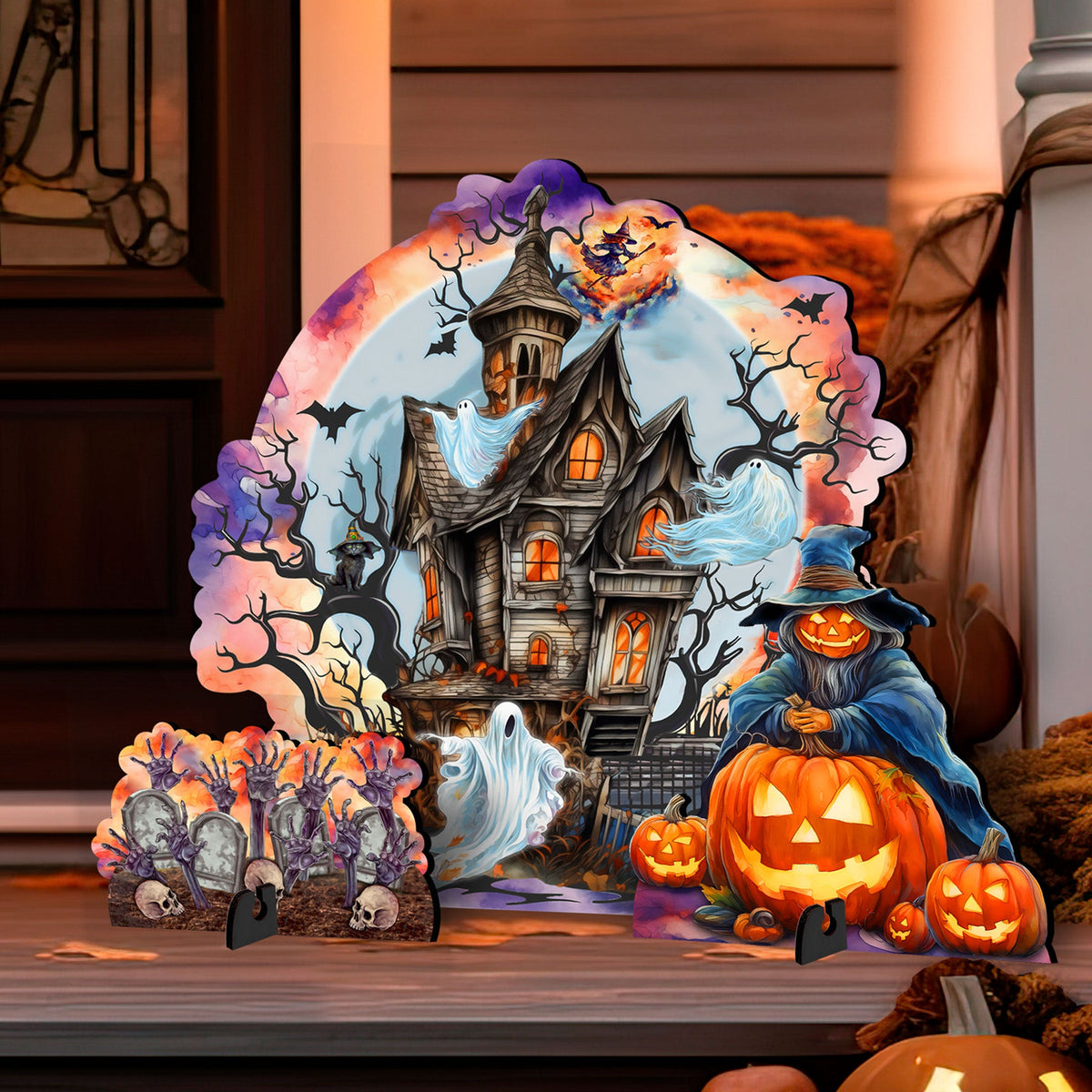 Halloween Haunted House Set of 3 Outdoor Décor Yard Décor by G. Debrekht - Halloween Décor - 8652824F-S3