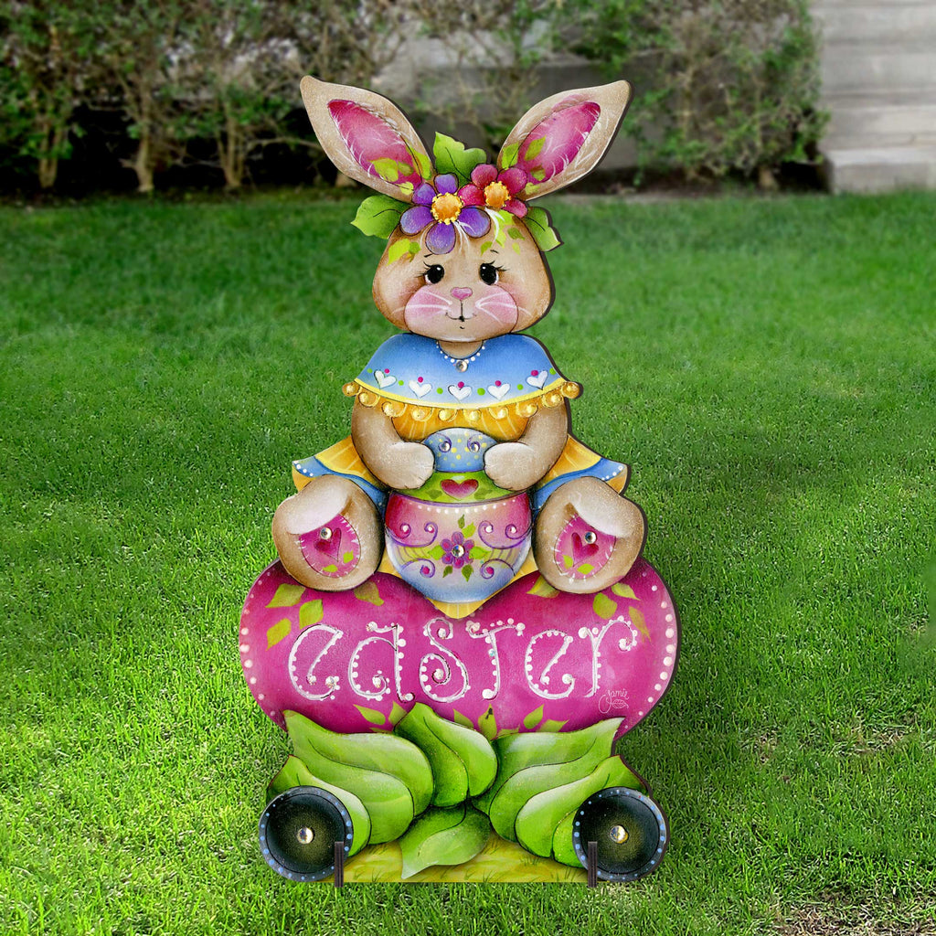 Handcrafted Easter Yard Decor - Easter Bunny Outdoor  Decoration by Jamie Mills-Price - Rustic Spring Decor - 8652826F-MP