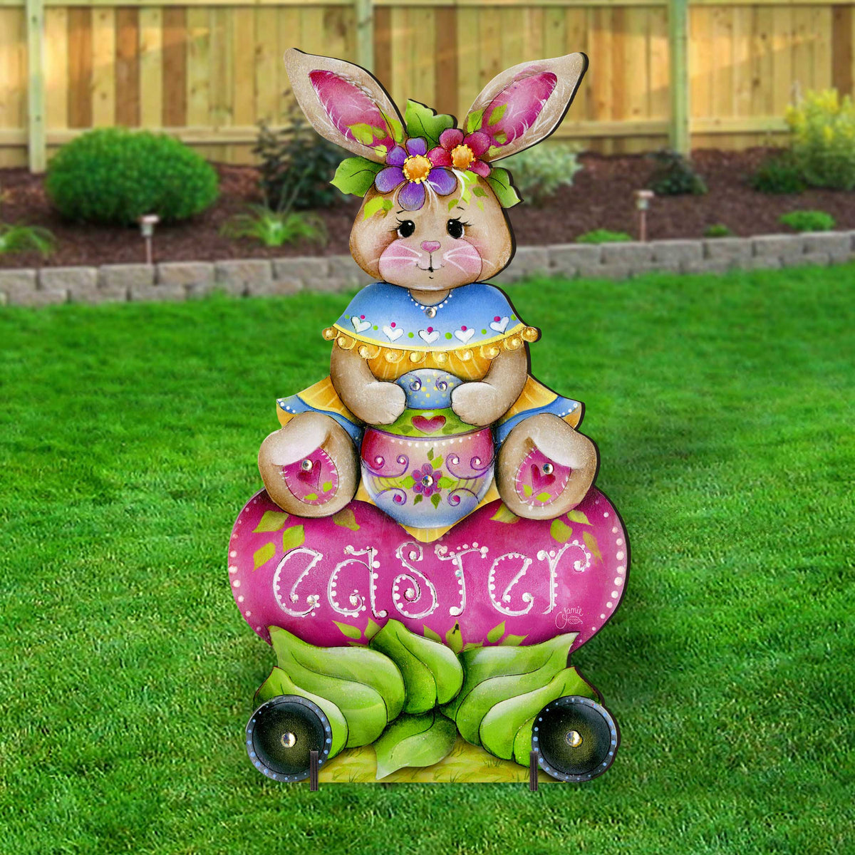 Handcrafted Easter Yard Decor - Easter Bunny Outdoor  Decoration by Jamie Mills-Price - Rustic Spring Decor - 8652826F-MP