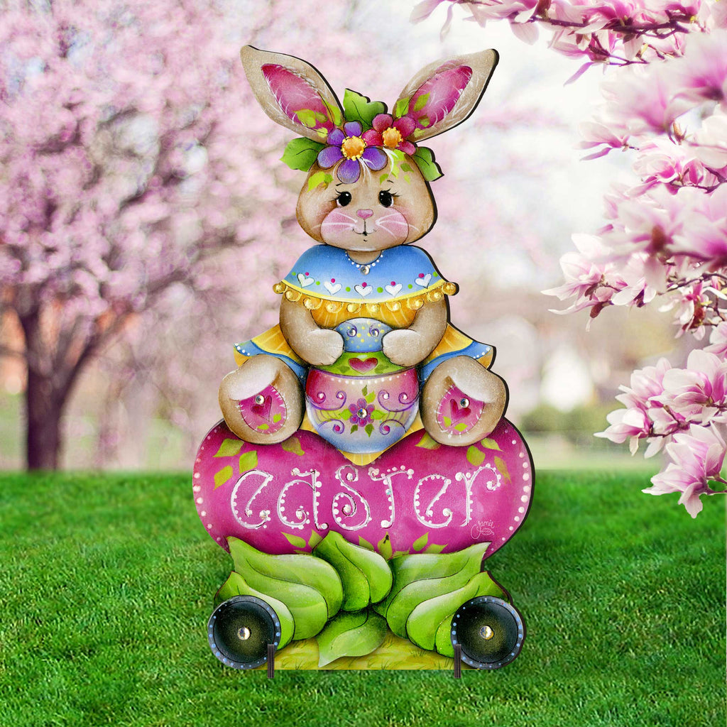 Handcrafted Easter Yard Decor - Easter Bunny Outdoor  Decoration by Jamie Mills-Price - Rustic Spring Decor - 8652826F-MP