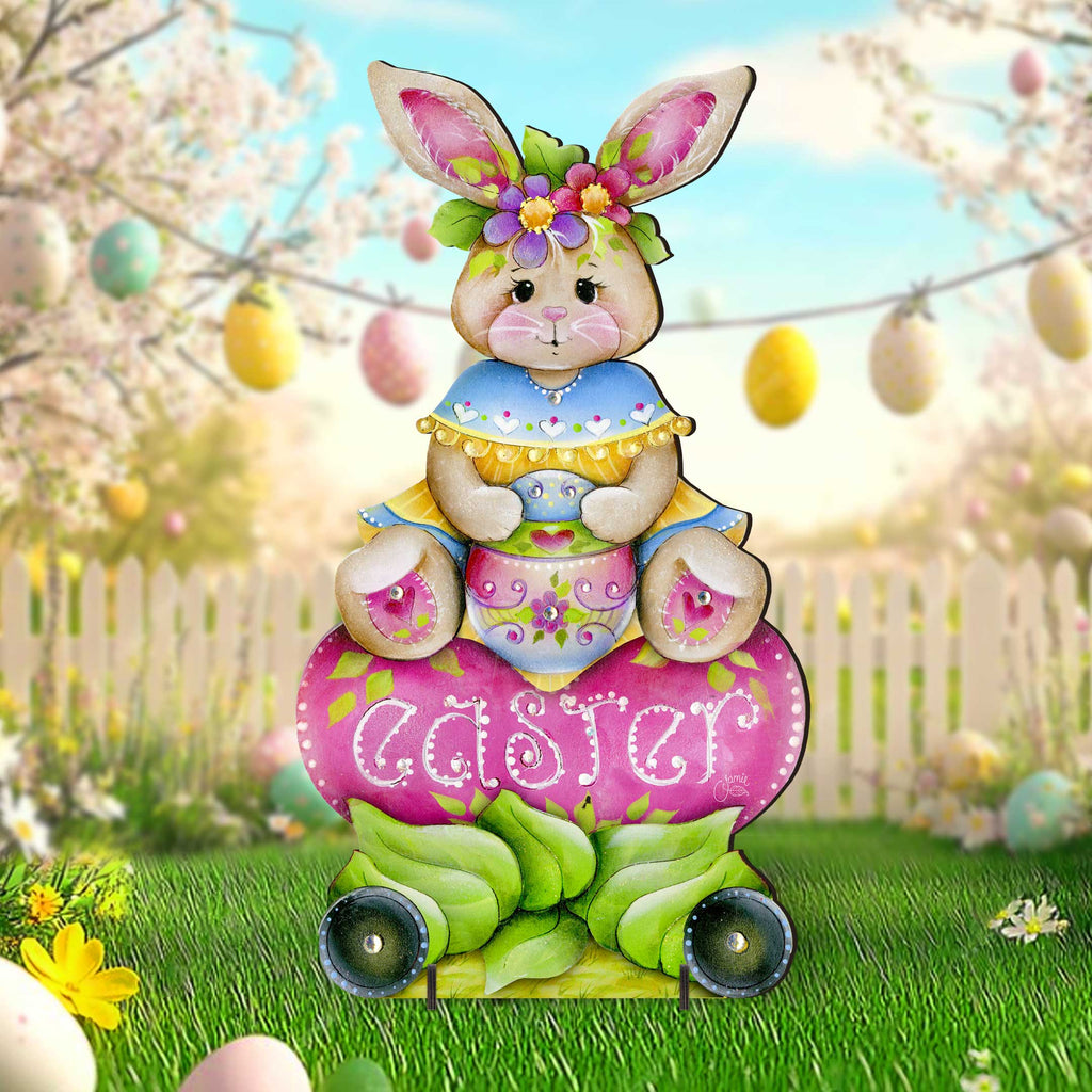 Handcrafted Easter Yard Decor - Easter Bunny Outdoor  Decoration by Jamie Mills-Price - Rustic Spring Decor - 8652826F-MP