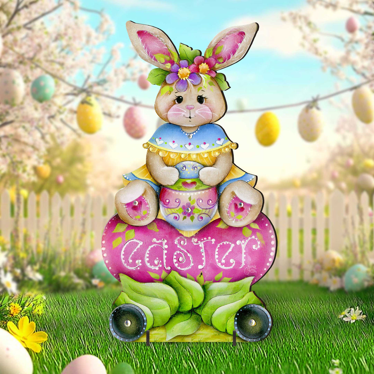 Handcrafted Easter Yard Decor - Easter Bunny Outdoor  Decoration by Jamie Mills-Price - Rustic Spring Decor - 8652826F-MP