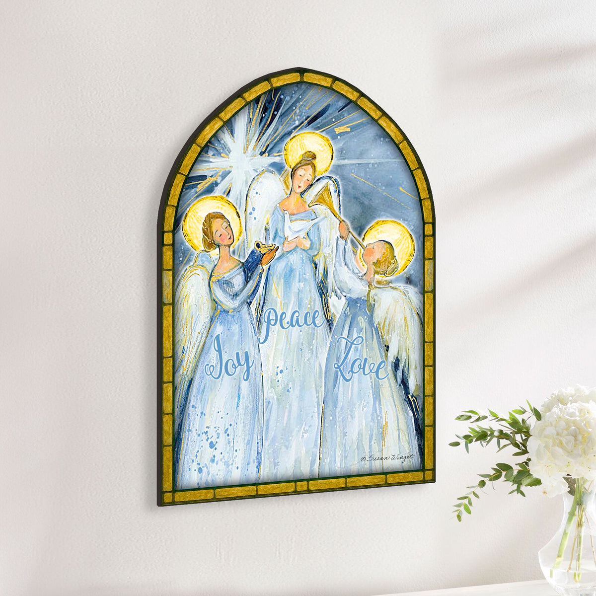 Handcrafted Wooden Joy Peace Love Door Hanger – Rustic Christmas Holiday Decoration for Front Door by S. Winget - Christmas Decor – 8652833H