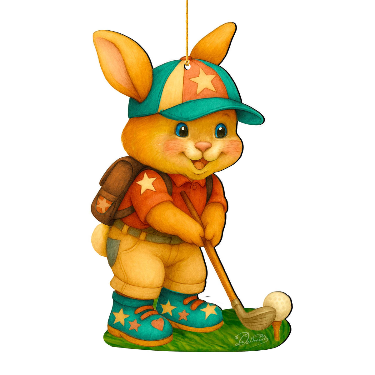 Golfing Bunny Wooden Ornaments - Easter Spring Decoration - Easter Gift by G. Debrekht - 8652853