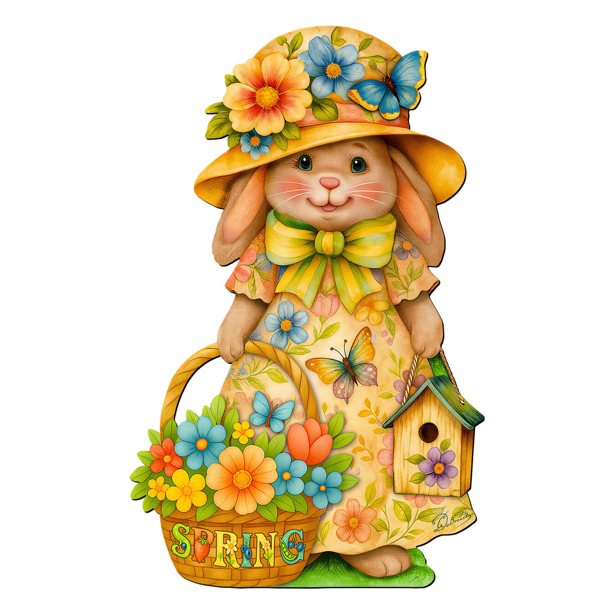 Floral Easter Bunny Door Hanger – Handcrafted Wooden Spring Door Décor by G. Debrekht - 8652865H