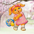 Pickleball Bunny Girl Wooden Ornament – Spring Bunny Decoration – Handcrafted Wooden Easter Décor by G. Debrekht - 8652869