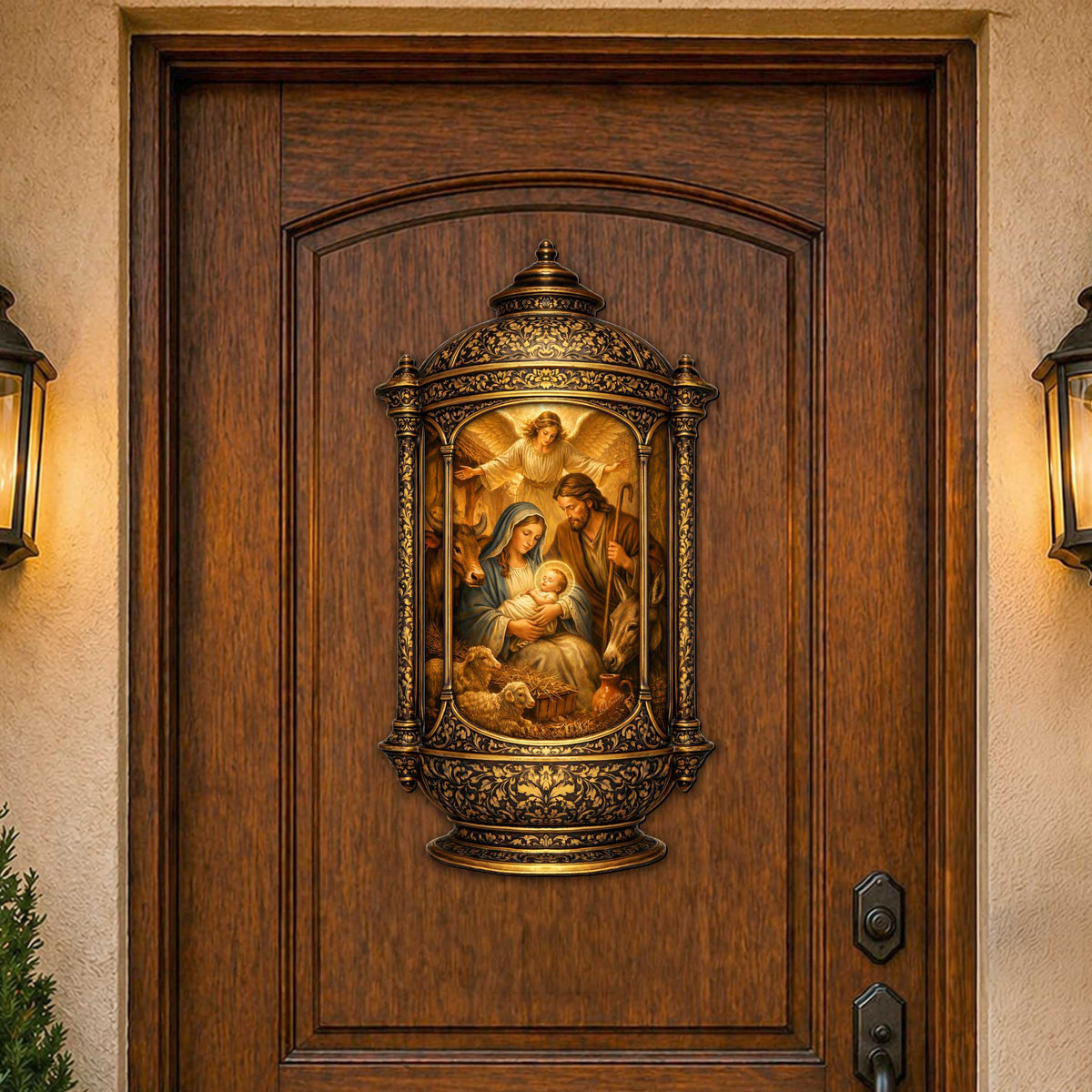 Nativity Scene Lantern Door Decor by G. Debrekht - Nativity Holiday Decor - 8652875H