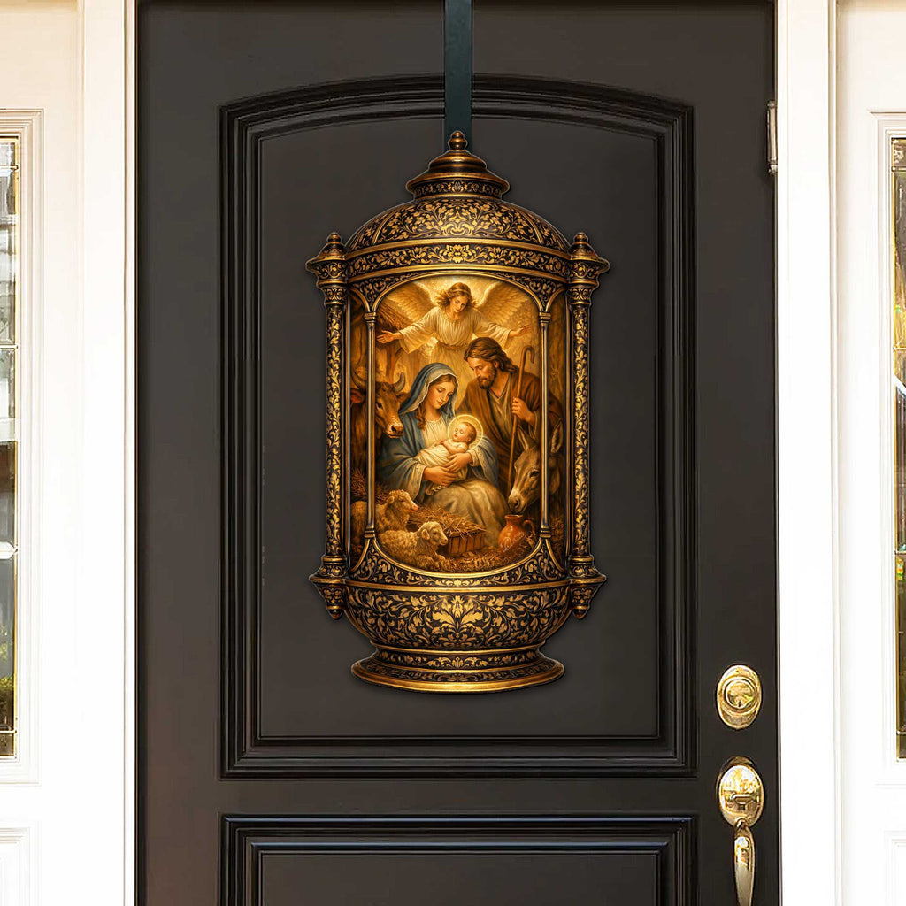Nativity Scene Lantern Door Decor by G. Debrekht - Nativity Holiday Decor - 8652875H