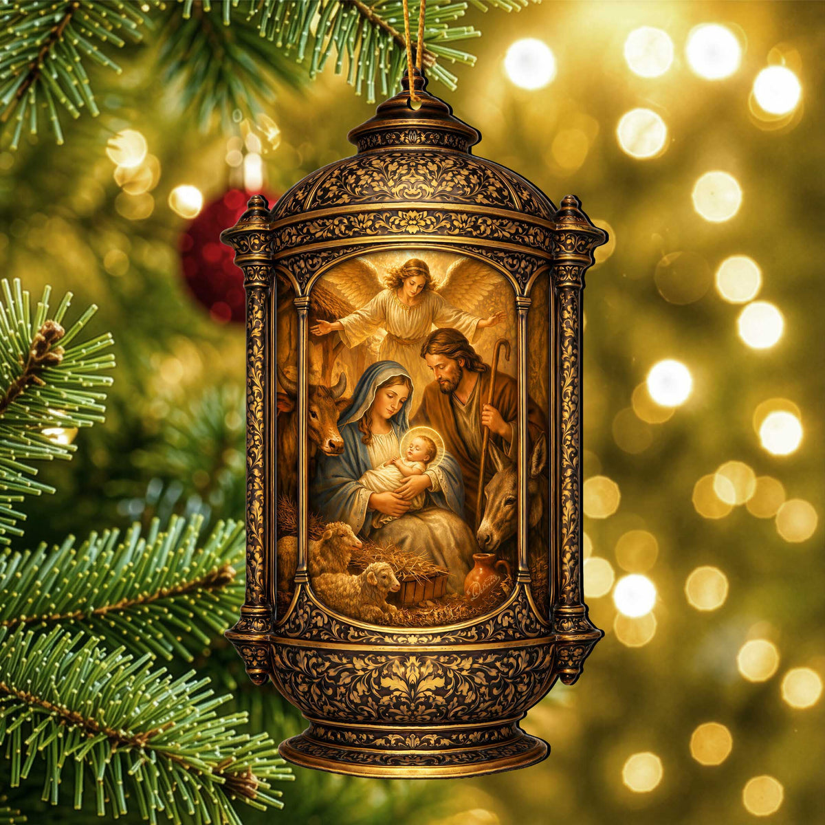 Holy Family Scene Holiday Wooden Ornaments by G. DeBrekht - Nativity Holiday Decor - 8652875