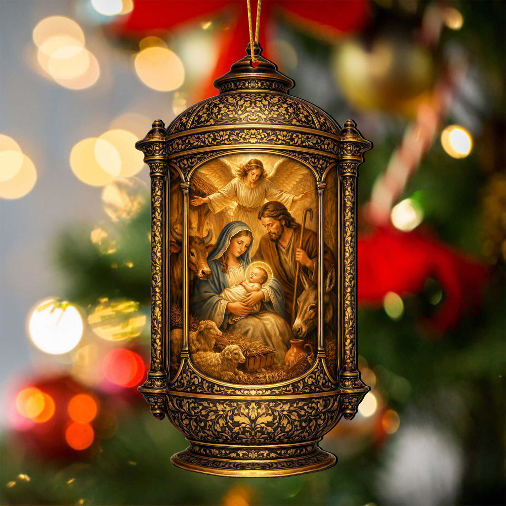 Holy Family Scene Holiday Wooden Ornaments by G. DeBrekht - Nativity Holiday Decor - 8652875