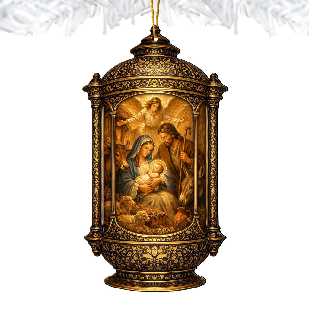 Holy Family Scene Holiday Wooden Ornaments by G. DeBrekht - Nativity Holiday Decor - 8652875