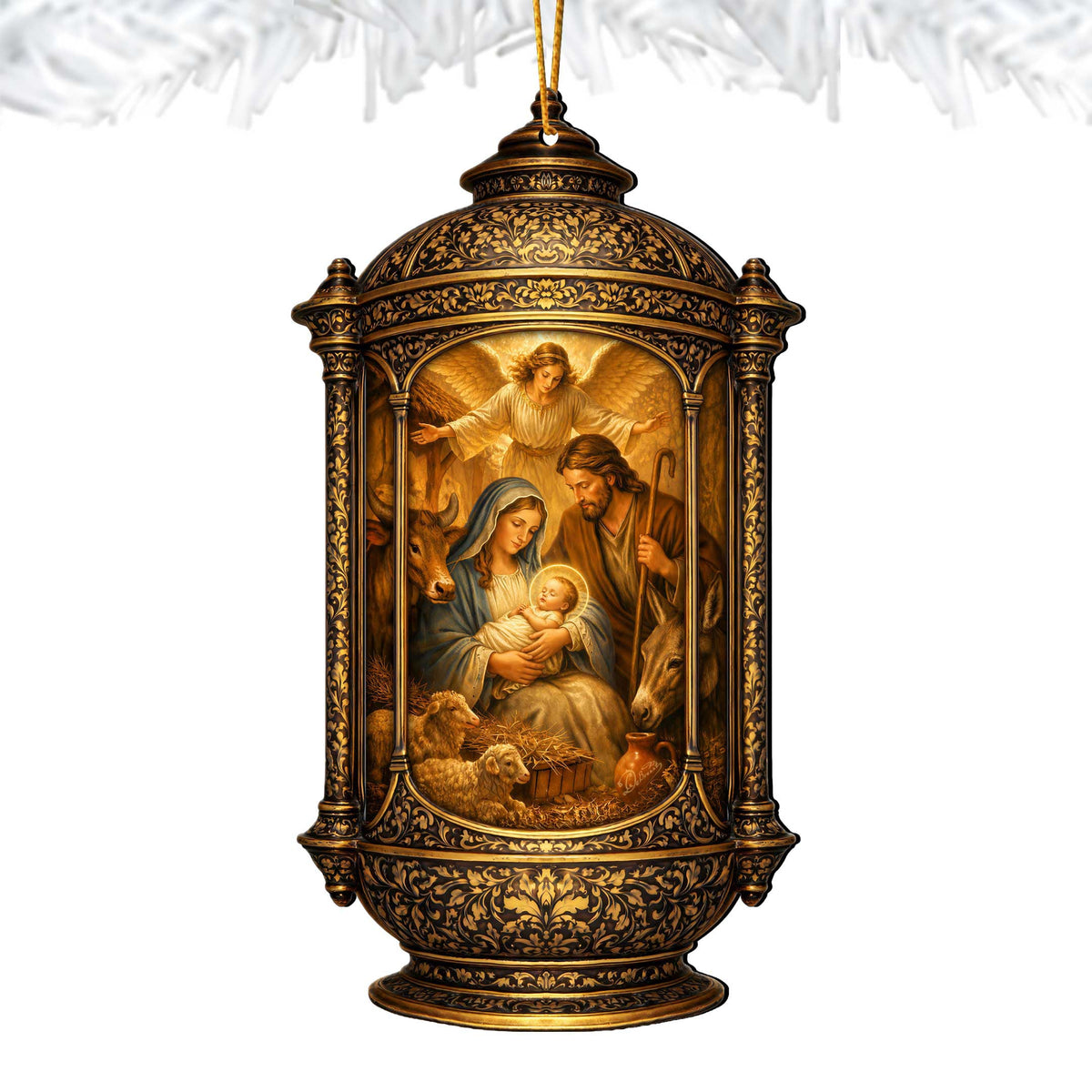 Holy Family Scene Holiday Wooden Ornaments by G. DeBrekht - Nativity Holiday Decor - 8652875