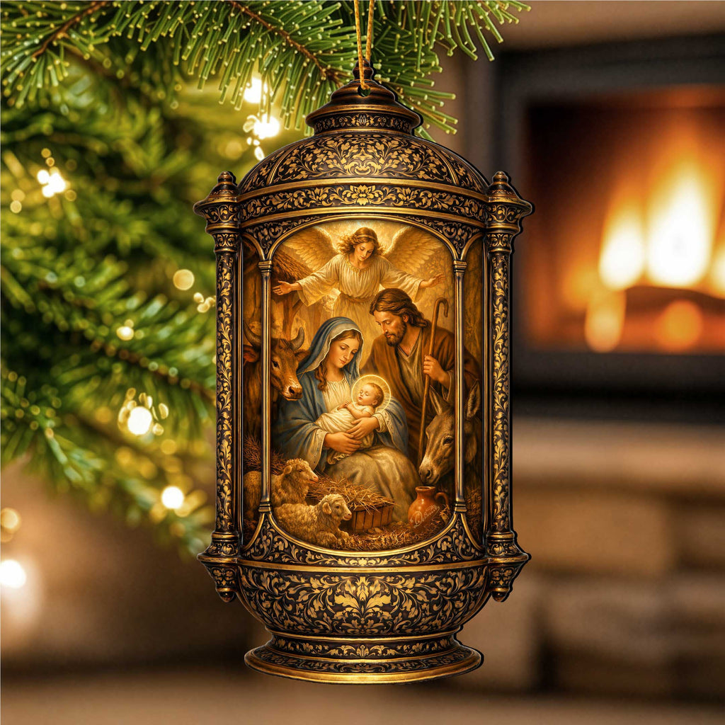 Holy Family Scene Holiday Wooden Ornaments by G. DeBrekht - Nativity Holiday Decor - 8652875