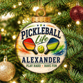 Personalized Pickleball Ornament – Custom Pickleball Christmas Ornament – Rustic Sports Tree Decor by G. Debrekht - 8652879