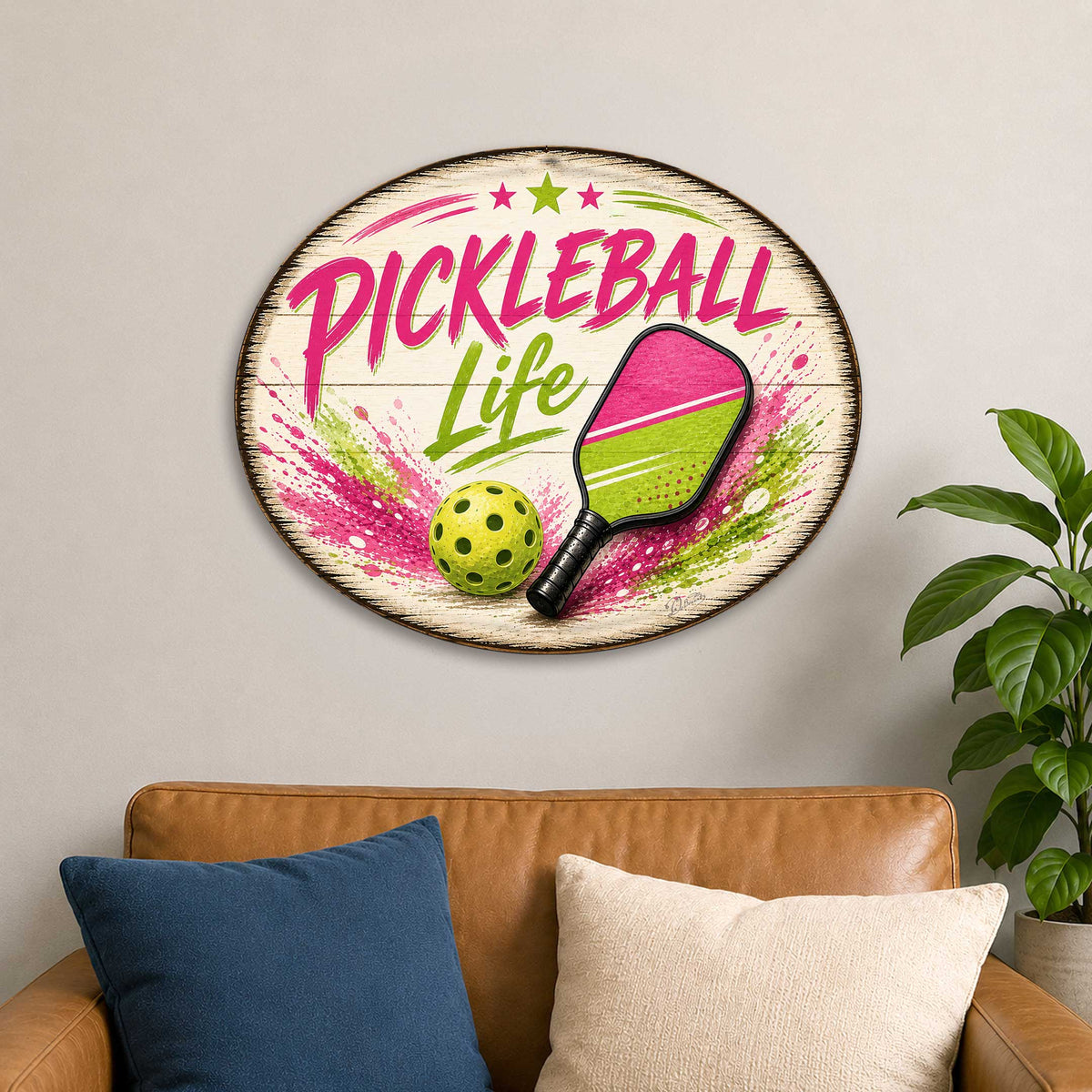 Pickleball Life Wall Decor – Rustic Pickleball Sports Sign – 22x18 Wall Art by G. Debrekht - 8652880H