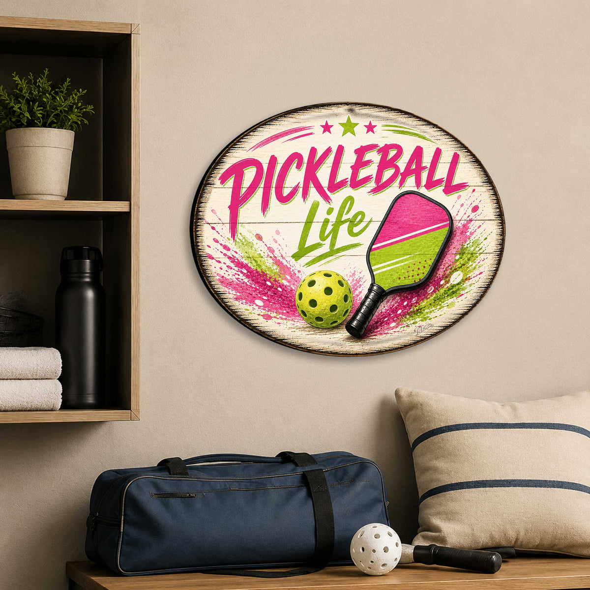 Pickleball Life Wall Decor – Rustic Pickleball Sports Sign – 22x18 Wall Art by G. Debrekht - 8652880H