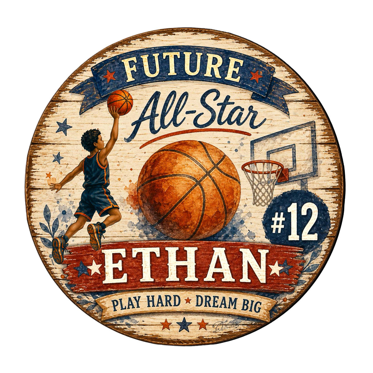 Personalized Future All-Star Basketball Wall Decor – Custom Basketball Name Sign – 19x19 Sports Wall Art by G.Debrekht - 8652884H