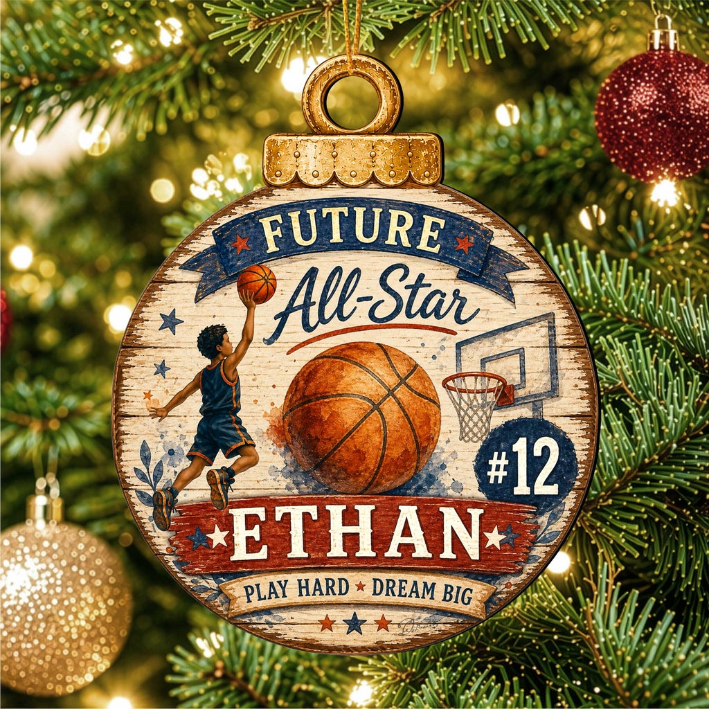 Personalized Basketball Ornament – Future All-Star Christmas Ornament – Custom Basketball Player Keepsake by G.Debrekht - 8652884