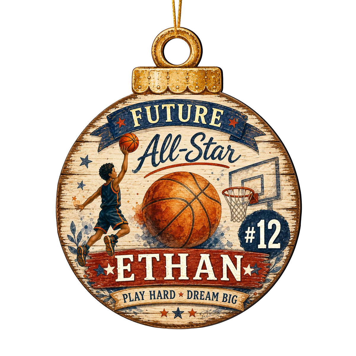 Personalized Basketball Ornament – Future All-Star Christmas Ornament – Custom Basketball Player Keepsake by G.Debrekht - 8652884