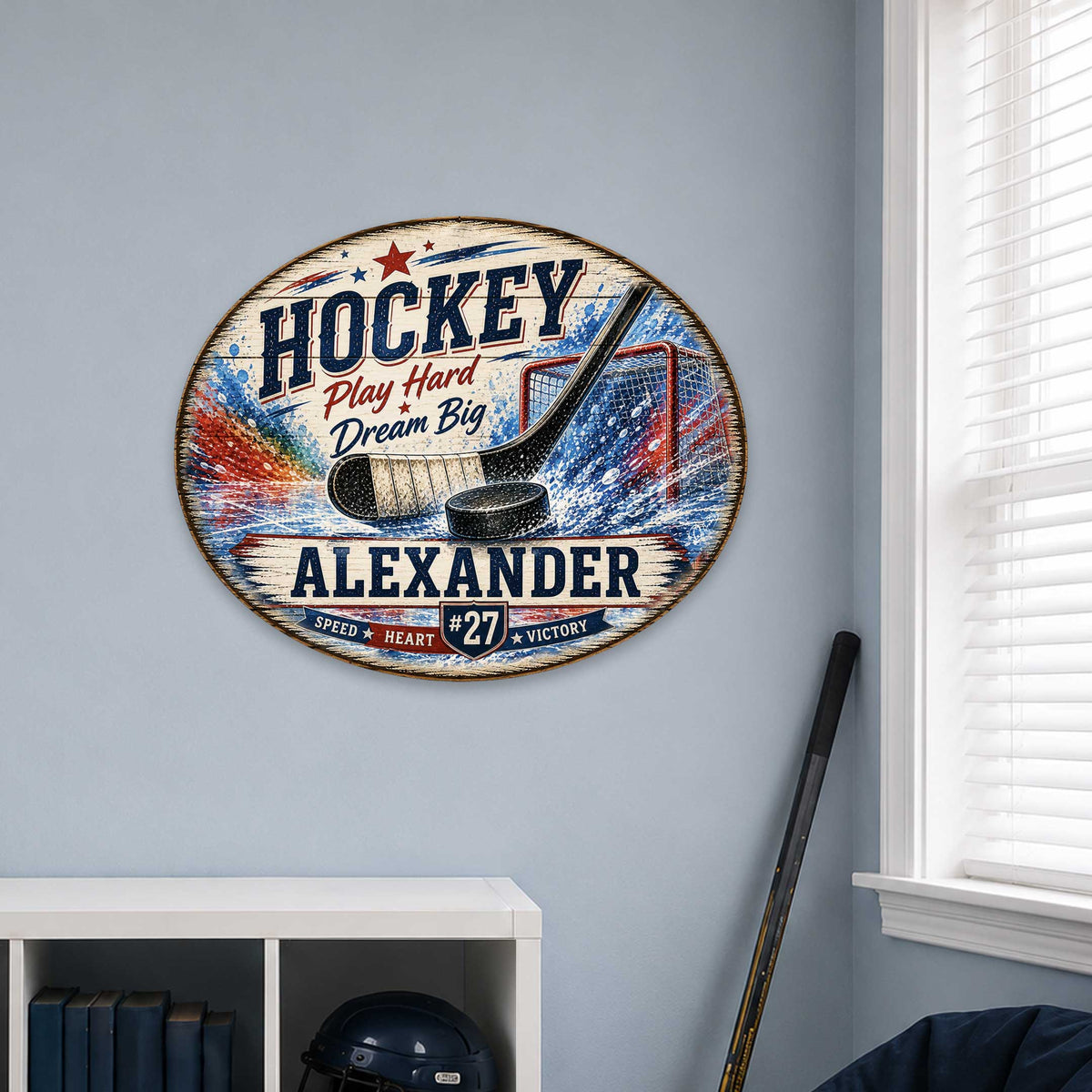 Personalized Hockey Wall Decor – Custom Hockey Name Sign – 22x18 Sports Wall Art by G. Debrekht - 8652886H