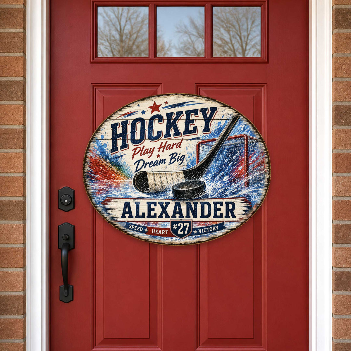 Personalized Hockey Wall Decor – Custom Hockey Name Sign – 22x18 Sports Wall Art by G. Debrekht - 8652886H