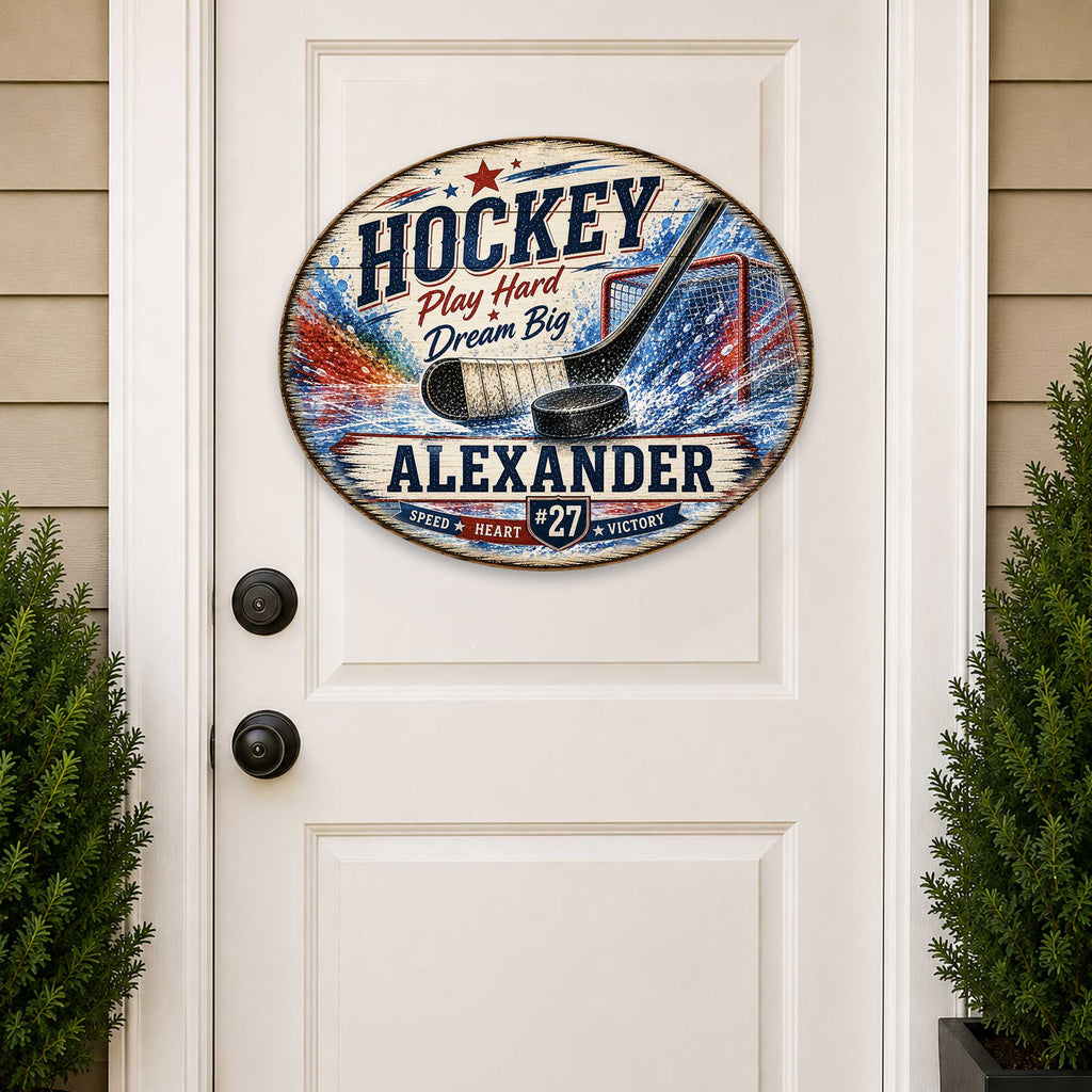 Personalized Hockey Wall Decor – Custom Hockey Name Sign – 22x18 Sports Wall Art by G. Debrekht - 8652886H