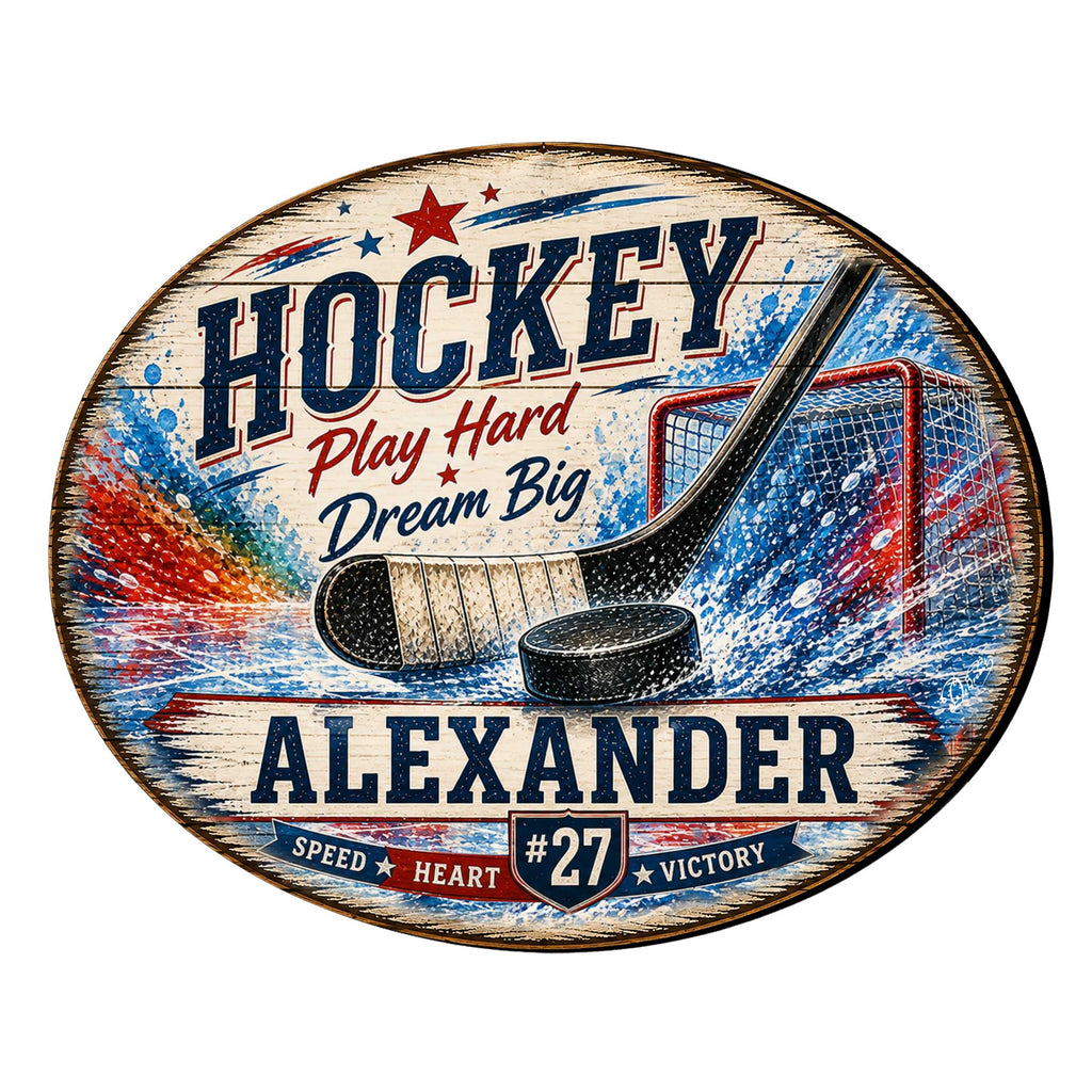 Personalized Hockey Wall Decor – Custom Hockey Name Sign – 22x18 Sports Wall Art by G. Debrekht - 8652886H