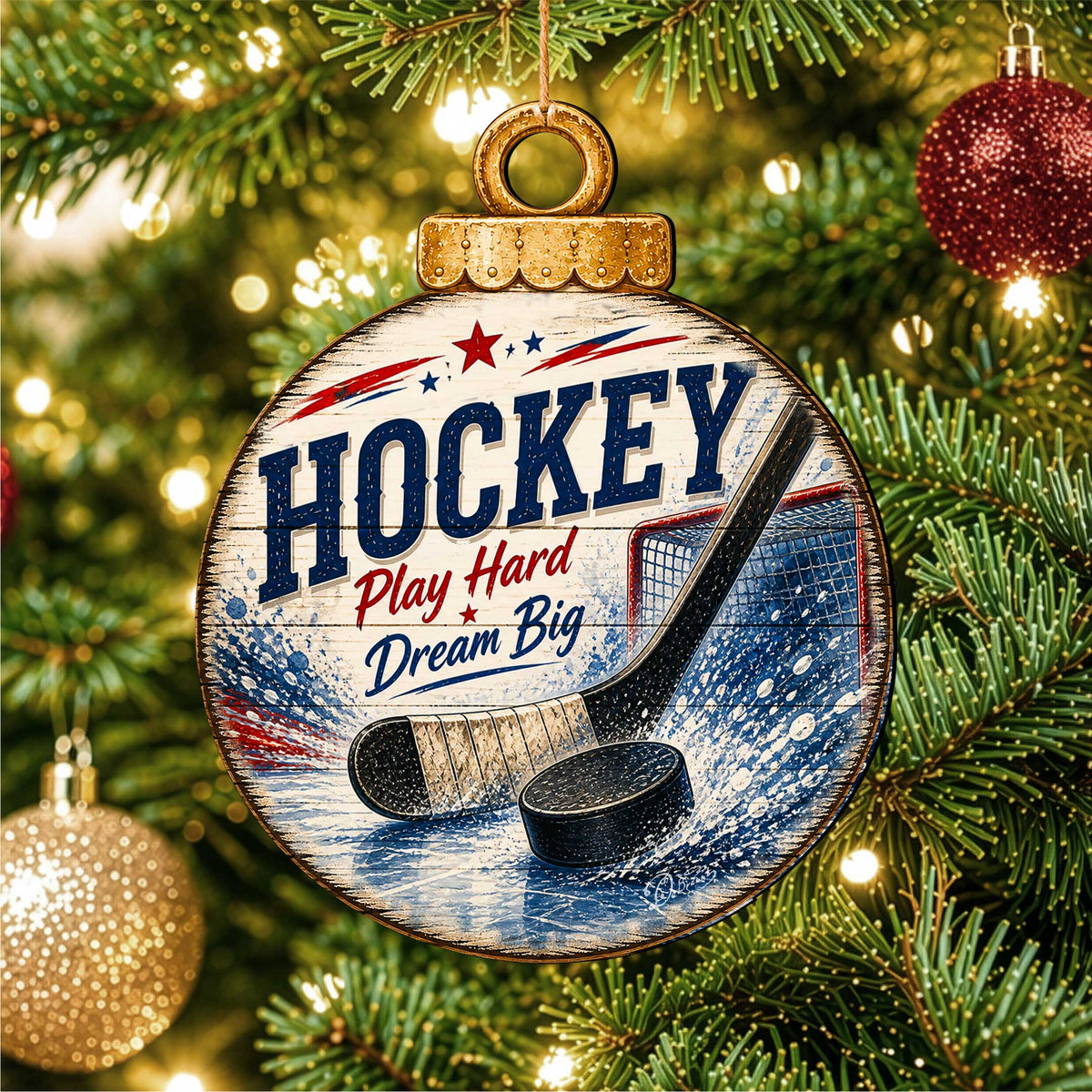 Personalized Hockey Christmas Ornament – Hockey Player Gift – Custom Sports Ornament by G.Debrekht - 8652886