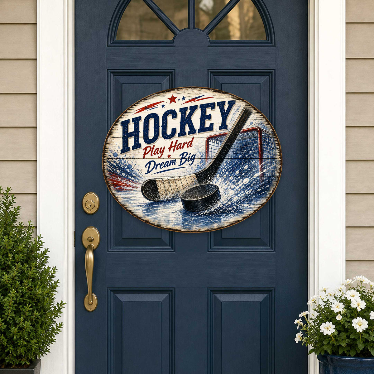 Hockey Play Hard Dream Big Wall Decor – Rustic Hockey Sports Sign – 22x18 Wall Art by G. Debrekht - 8652887H