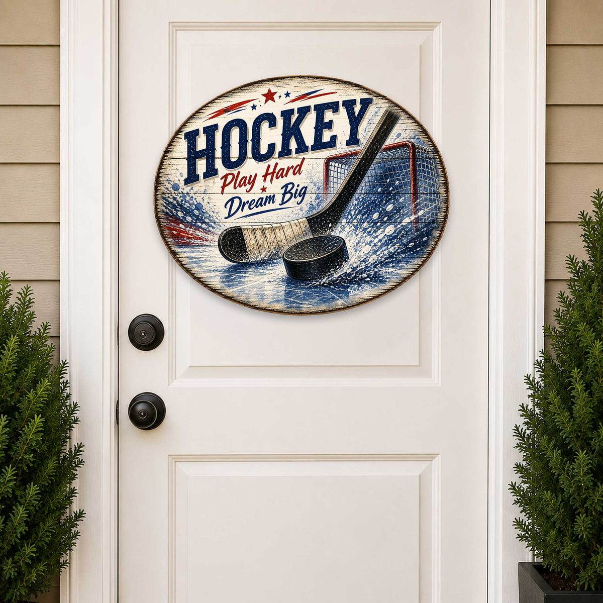Hockey Play Hard Dream Big Wall Decor – Rustic Hockey Sports Sign – 22x18 Wall Art by G. Debrekht - 8652887H