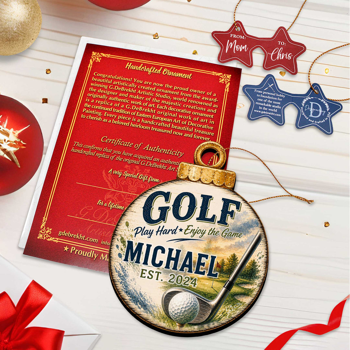Personalized Golf Christmas Ornament – Custom Golfer Ornament – Golf Lover Gift – Golf Tree Ornament – Sports Christmas Keepsake by G.Debrekht - 8652888