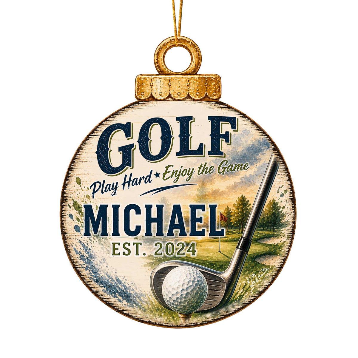 Personalized Golf Christmas Ornament – Custom Golfer Ornament – Golf Lover Gift – Golf Tree Ornament – Sports Christmas Keepsake by G.Debrekht - 8652888