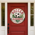 Personalized Soccer Door Hanger – Custom Soccer Name Sign – 19x19 Round Sports Door Decor by G. Debrekht - 8652890H
