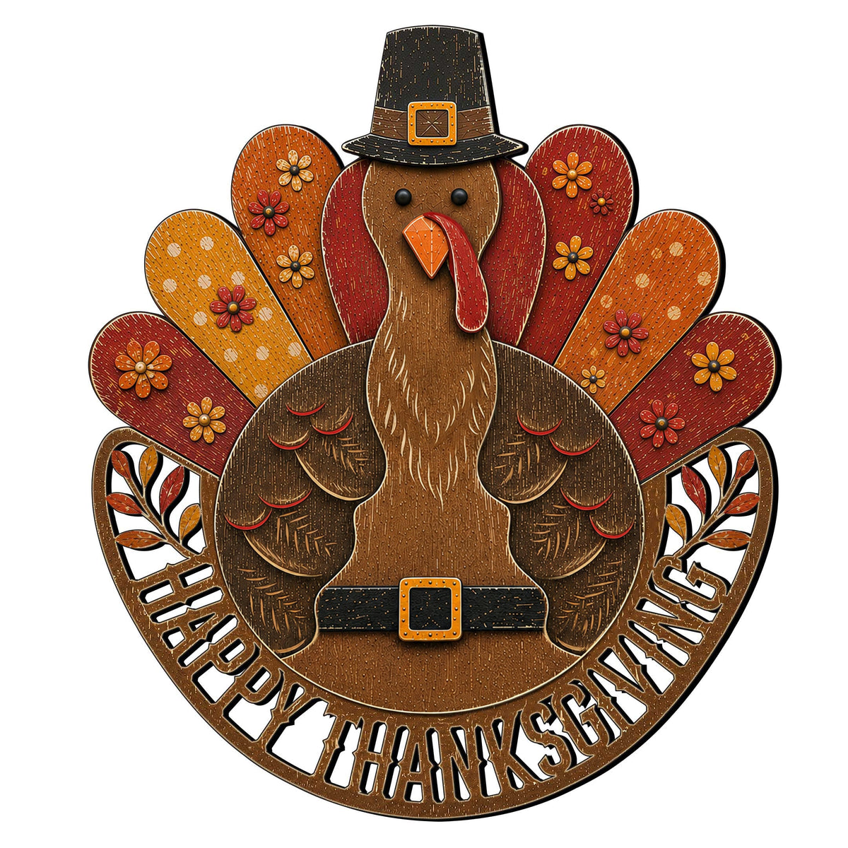 Thanksgiving Turkey Wooden Door Hanger – Handcrafted Wooden Fall Door Décor - 8652900H