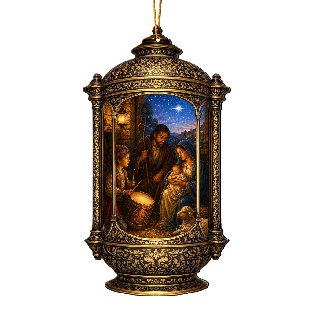 Holy Family Nativity Lantern Wooden Christmas Ornament – Religious Holiday Décor by G. Debrekht – 8652905