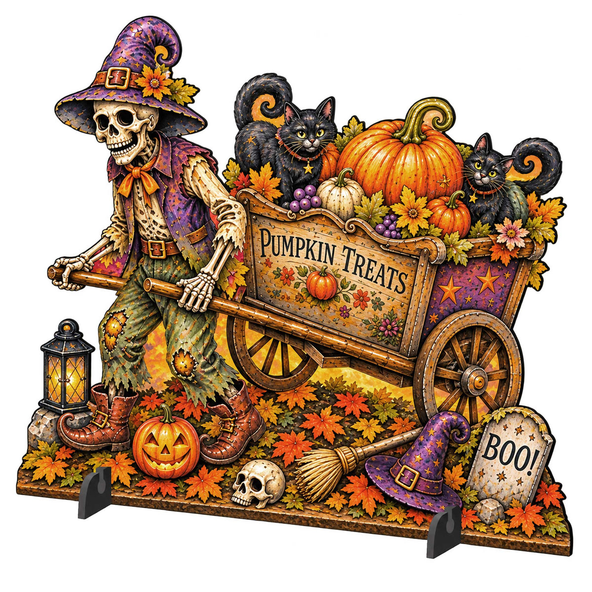 Pumpkin Treats Skeleton Cart Halloween Freestanding Outdoor Decoration by G. Debrekht – 8652907F