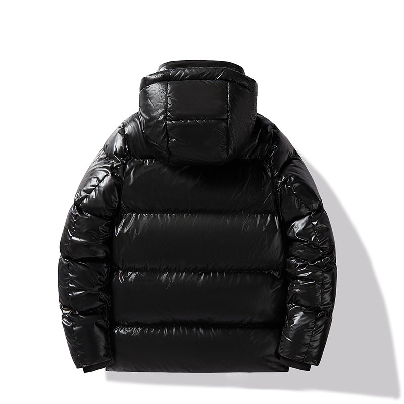 Loose-fitting Black Gold Cotton-padded Hooded Down Jacket