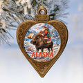 Alaska Santa Riding Moose Wooden Christmas Ornament – Alaskan Holiday Souvenir by G. DeBrekht – 8701073