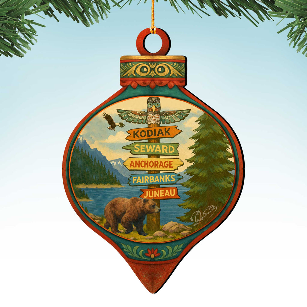 Northern Harbor Signpost Wooden Ornament – Wildlife Décor by G. DeBrekht - Wildlife Holiday Décor - 8710172