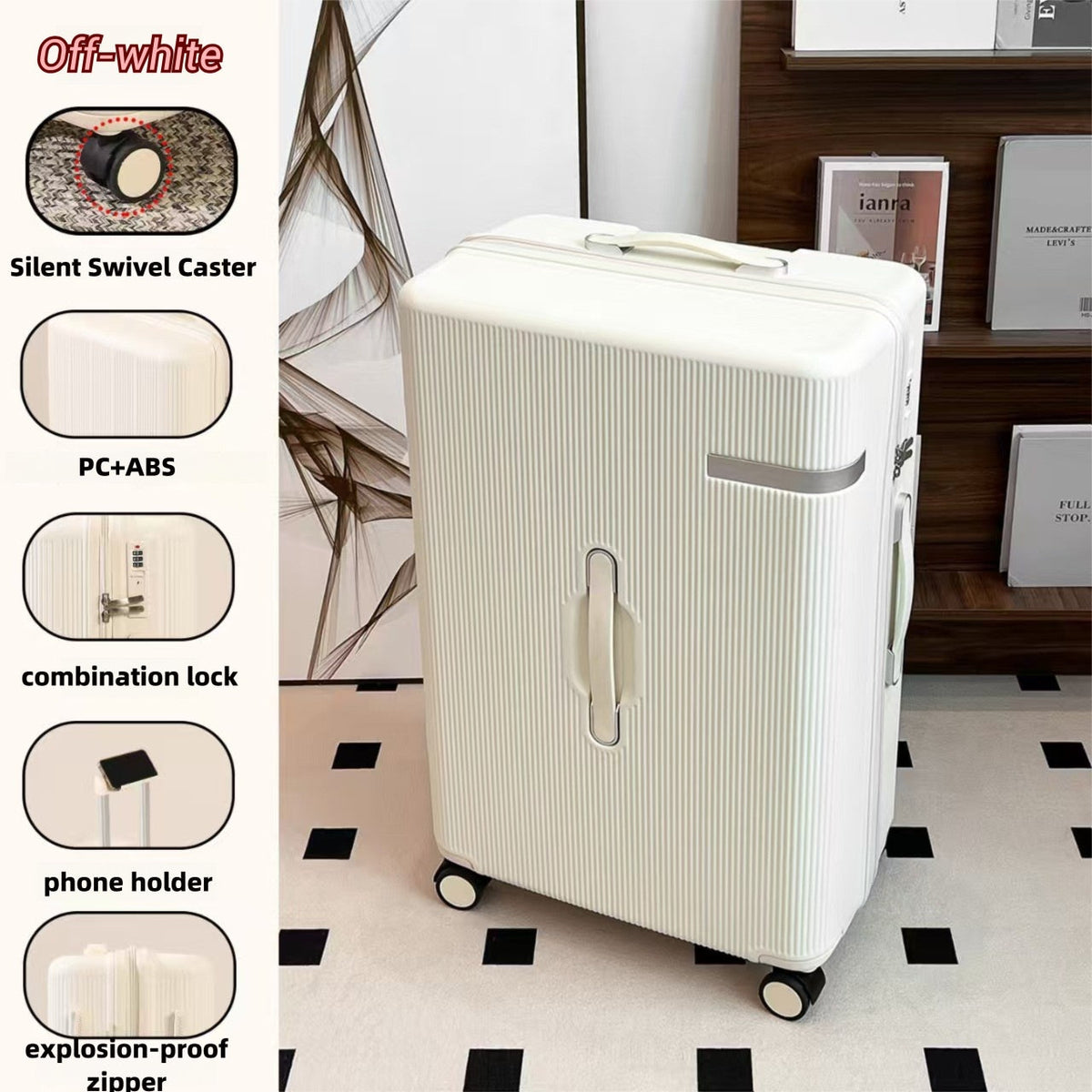 20 Inch 24 Inch Thick Luggage Compartment, Telescopic Pull Rod, Equipped With Three Handheld Handles, TSA With Phone Holder, Universal Silent Wheels, Sturdy And Durable