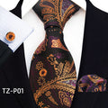 Mens Plaid Formal Tie Pocket Square And Cufflinks Three-Piece Set