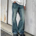 Mens American-style Lightning-Stripe Mid-Rise Stretch Jeans