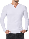 Cross-border Amazon New Foreign Trade Autumn And Winter Men's V-neck Pit T-shirt Solid Color Casual Fashion Men's Long Sleeve