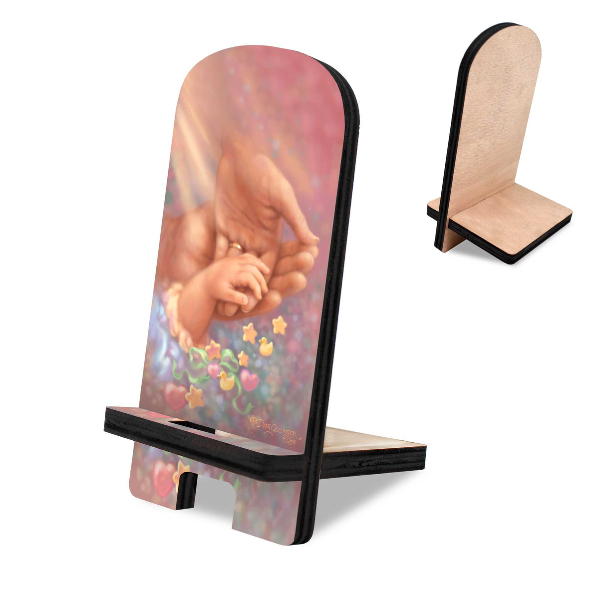 Little Miracle Cell Phone Stand Family Décor Wood Mobile Tablet Holder Charging Station Organizer - 892084-DG