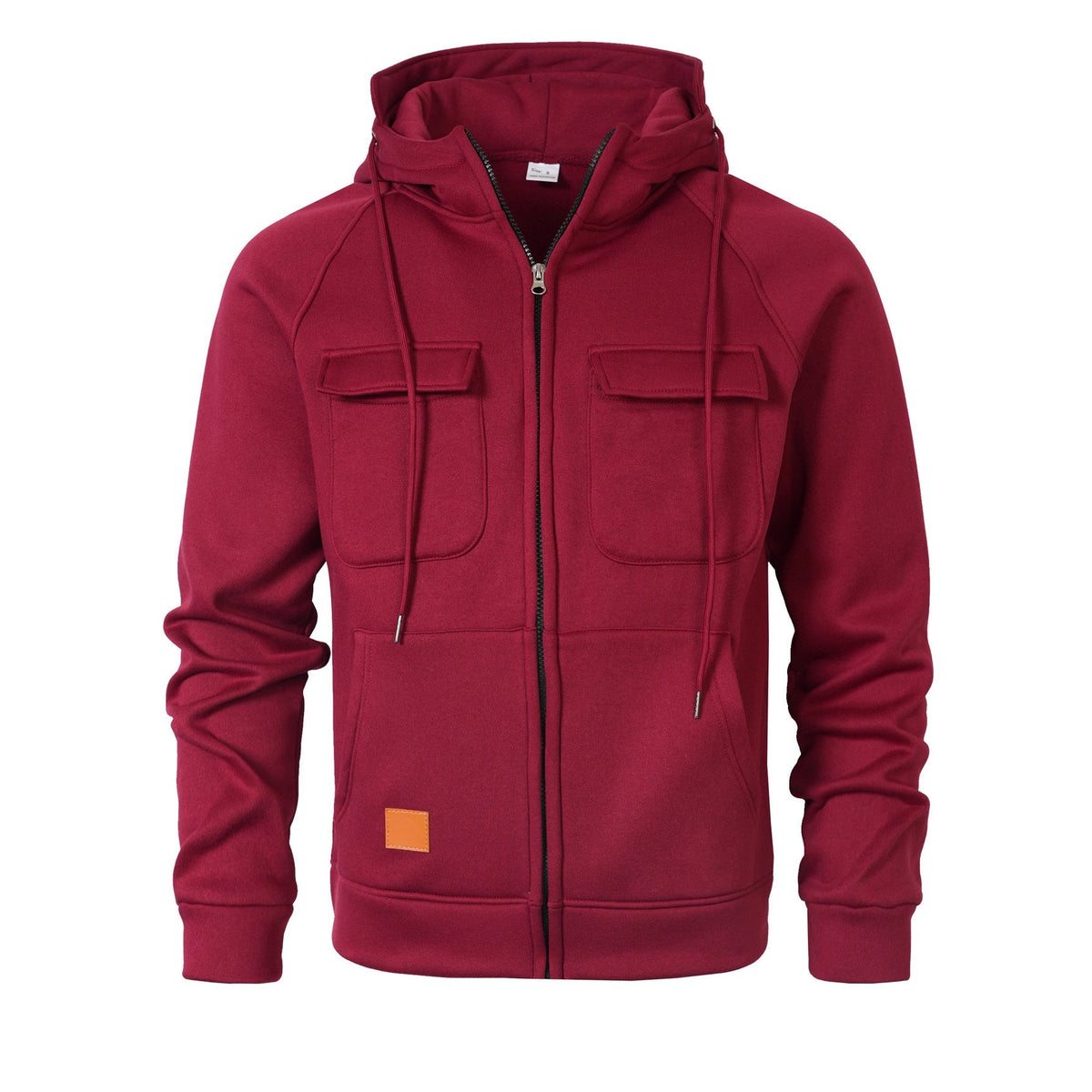 Mens Loose-Fit Hoodie With Multiple Pockets And A Stand-Up Collar